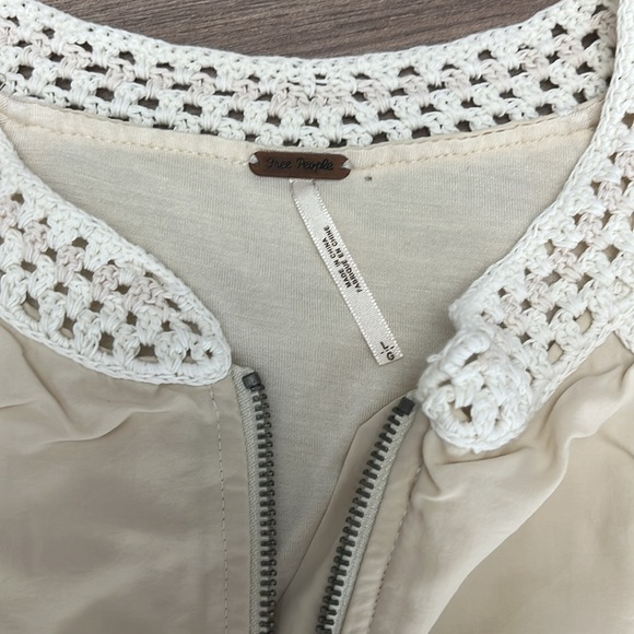 Free People Crochet Trim Full Zip Moto Jacket Large - Picture 6 of 7